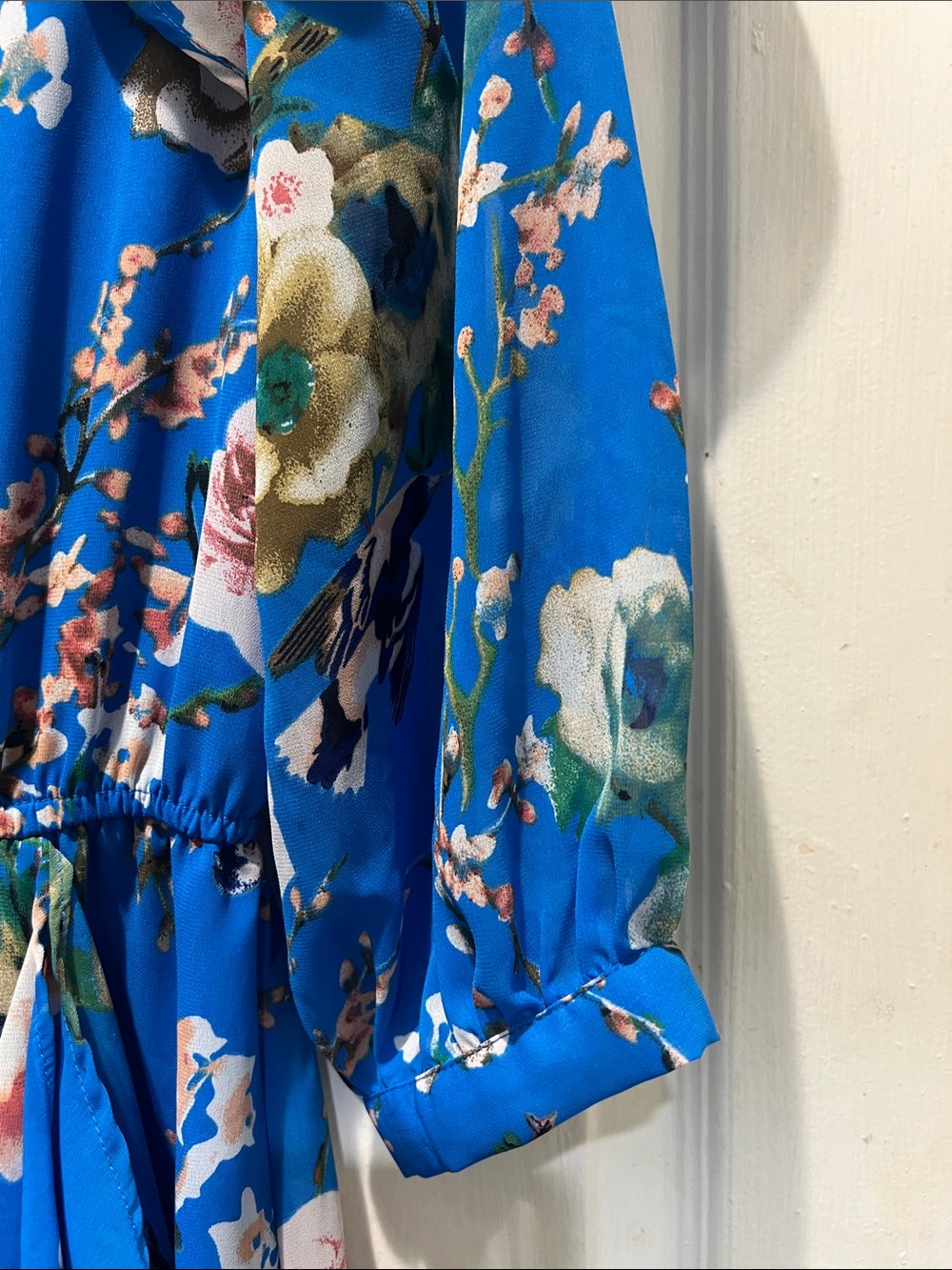 Walter Baker Bright Blue Floral Ruffle Midi Dress - Picture 5 of 9
